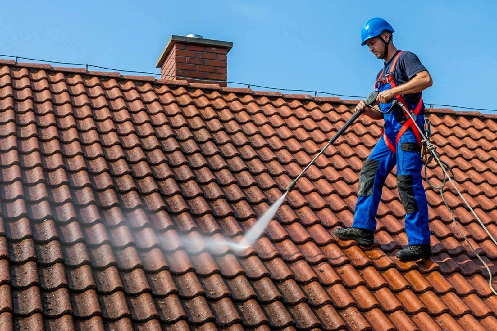 Professionelle Dachreinigung eines Ziegeldachs in Bayreuth Professionelle Dachreinigung eines Ziegeldachs in Bayreuth